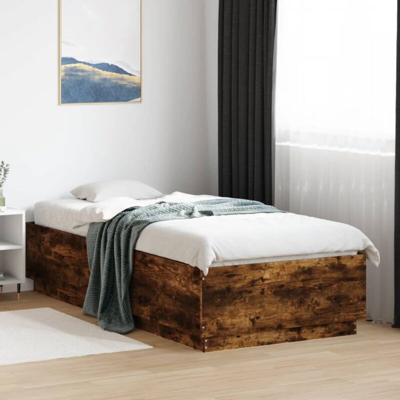 foto del prodotto vidaxl giroletto con luci led rovere fumo 100x200 cm legno multistrato
