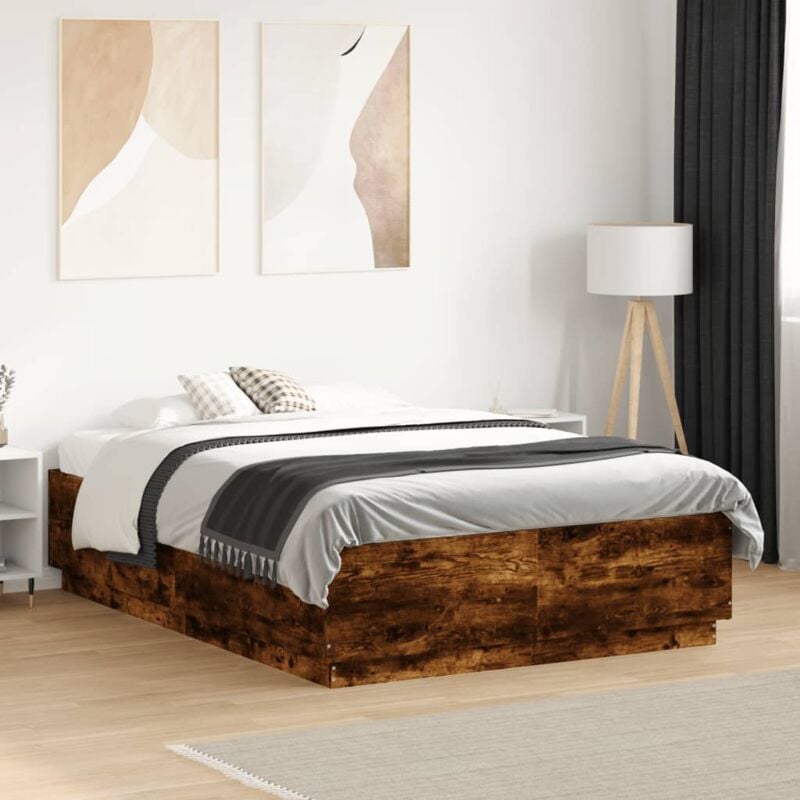 foto del prodotto vidaxl giroletto con luci led rovere fumo 140x190 cm legno multistrato