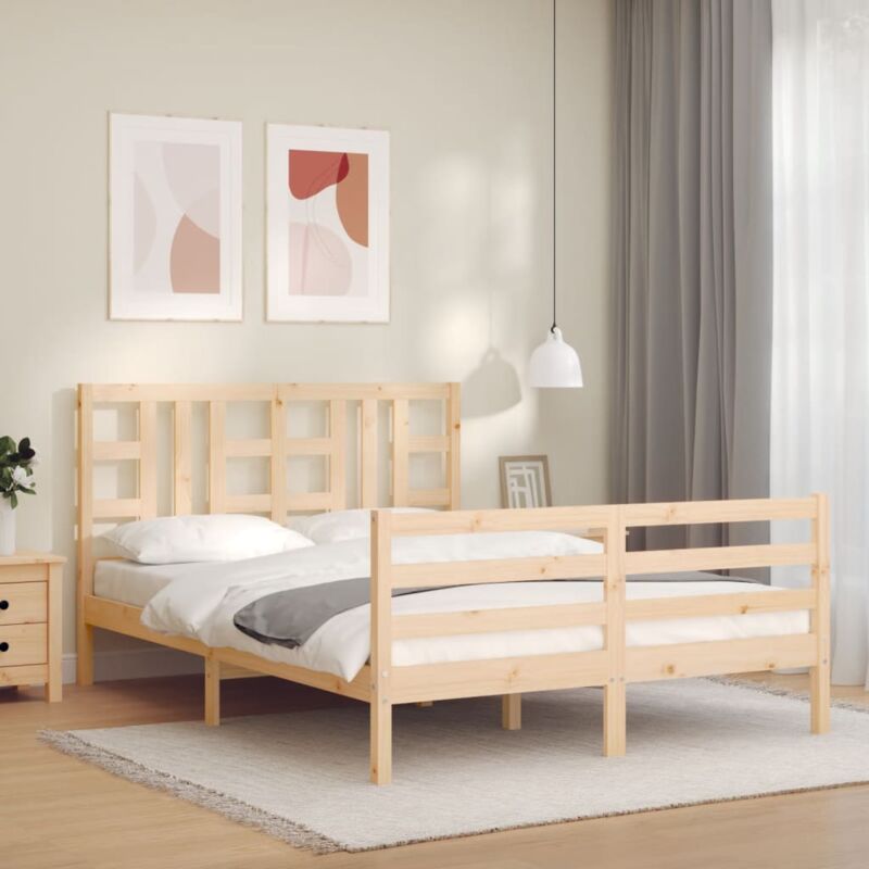 foto del prodotto vidaxl giroletto con testiera 160x200 cm in legno massello