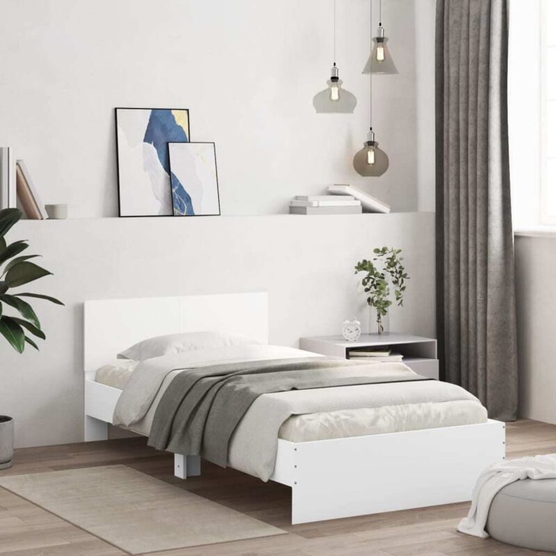 foto del prodotto vidaxl giroletto con testiera bianco 100x200 cm in legno multistrato