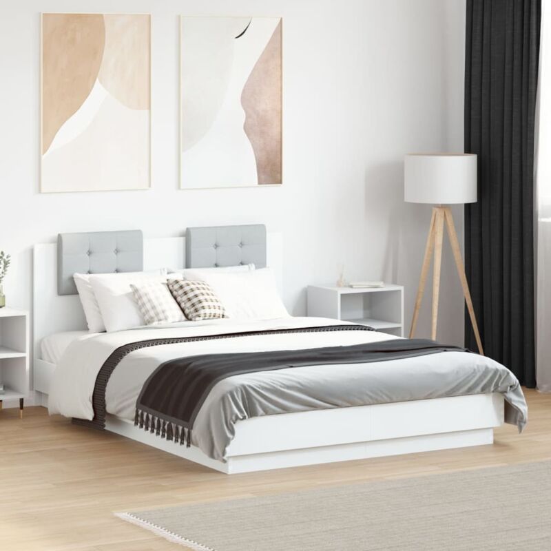 foto del prodotto vidaxl giroletto con testiera bianco 135x190 cm in legno multistrato