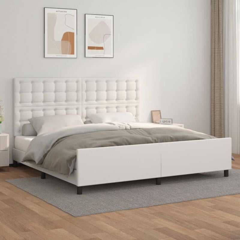 foto del prodotto vidaxl giroletto con testiera bianco 200x200 cm in similpelle