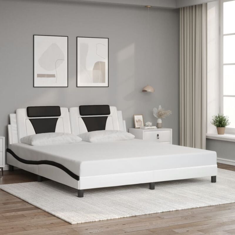 foto del prodotto vidaxl giroletto con testiera bianco e nero 180x200 cm in similpelle