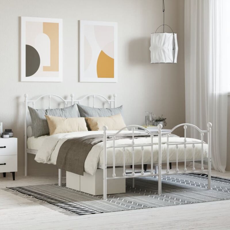 foto del prodotto vidaxl giroletto con testiera e pediera metallo bianco 120x190 cm