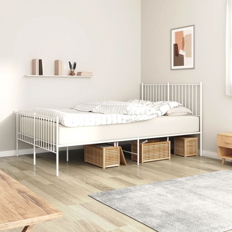 foto del prodotto vidaxl giroletto con testiera e pediera metallo bianco 140x190 cm