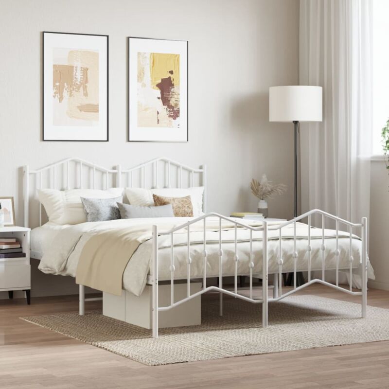 foto del prodotto vidaxl giroletto con testiera e pediera metallo bianco 140x190 cm
