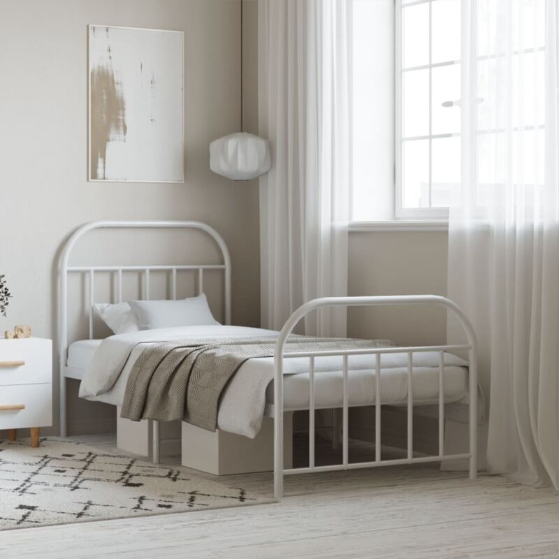 foto del prodotto vidaxl giroletto con testiera e pediera metallo bianco 90x190 cm