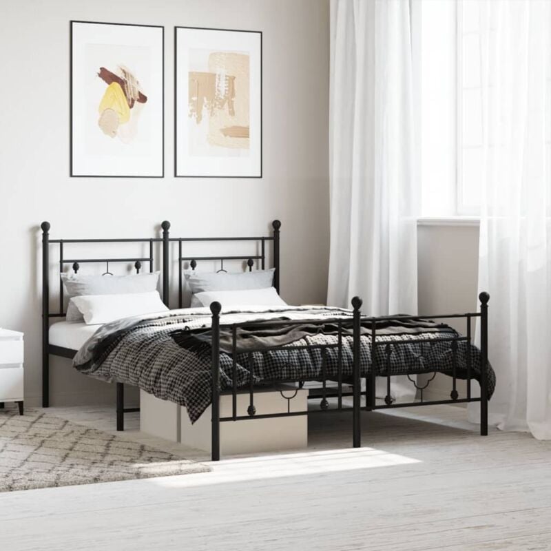 foto del prodotto vidaxl giroletto con testiera e pediera metallo nero 140x190 cm