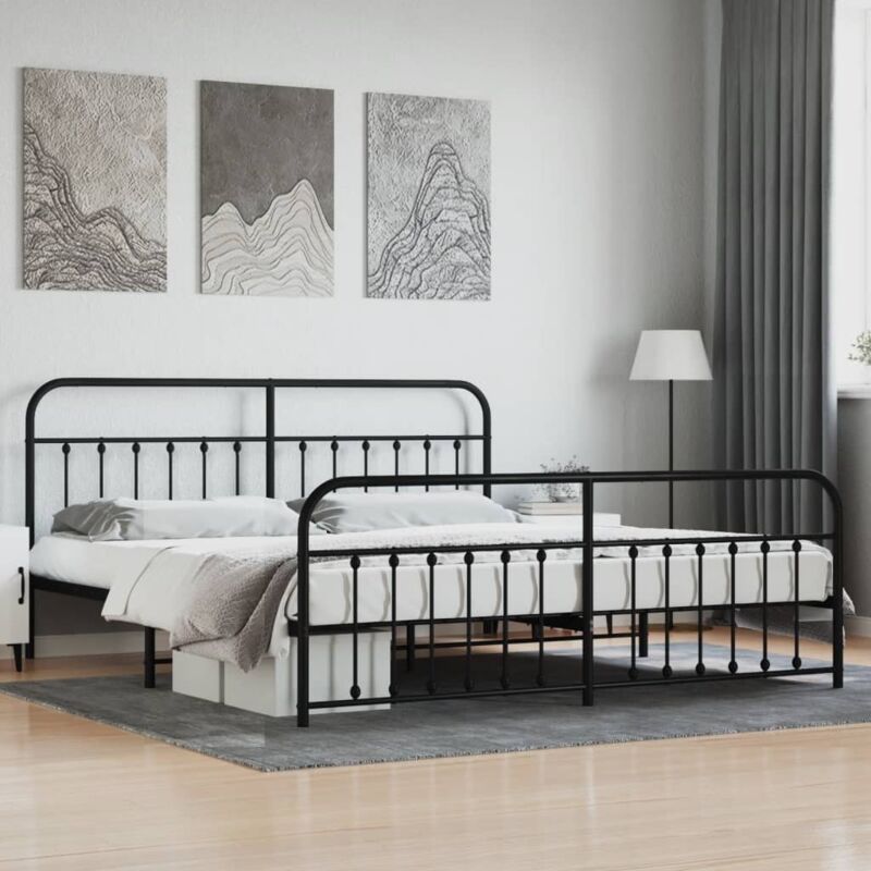 foto del prodotto vidaxl giroletto con testiera e pediera metallo nero 200x200 cm