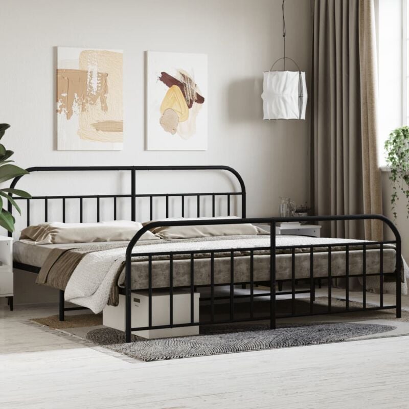 foto del prodotto vidaxl giroletto con testiera e pediera metallo nero 200x200 cm