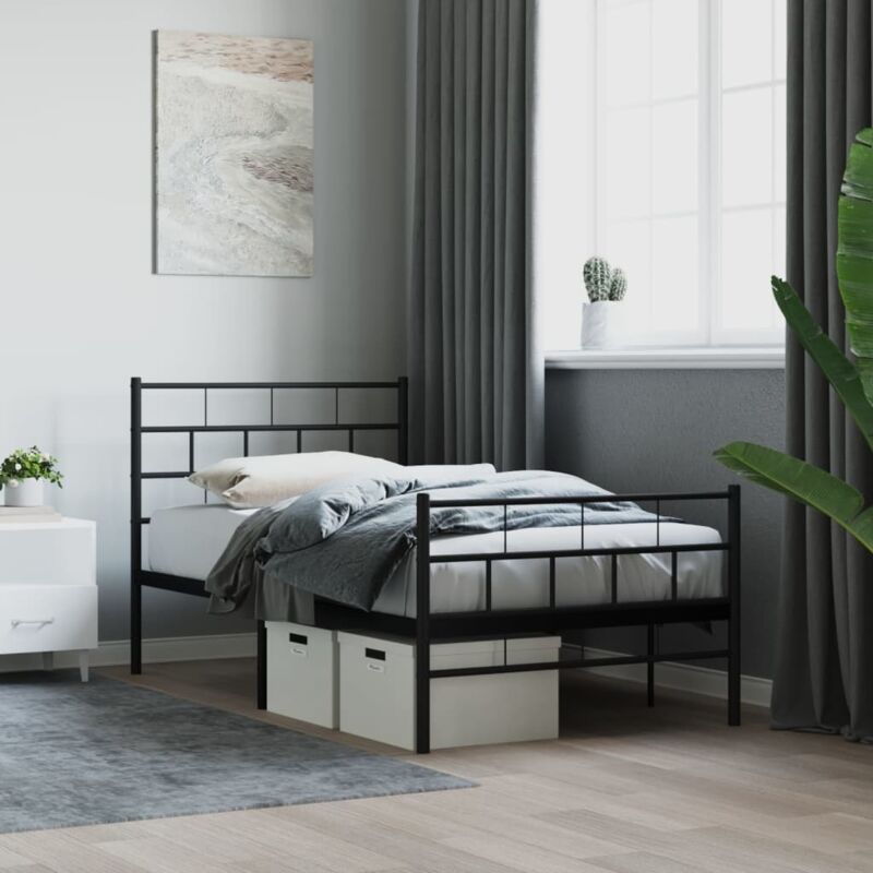 foto del prodotto vidaxl giroletto con testiera e pediera metallo nero 75x190 cm