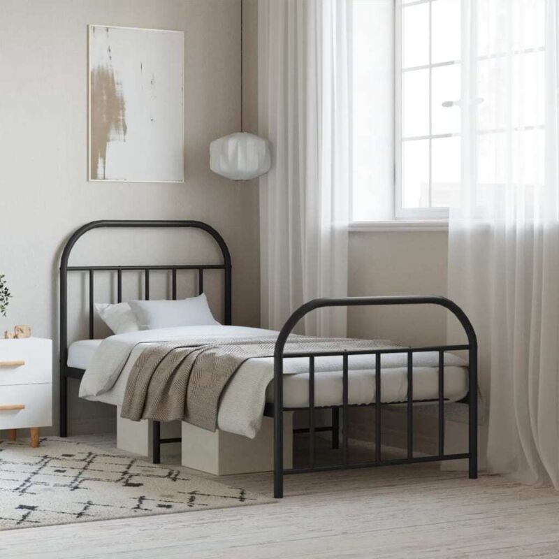 foto del prodotto vidaxl giroletto con testiera e pediera metallo nero 90x190 cm