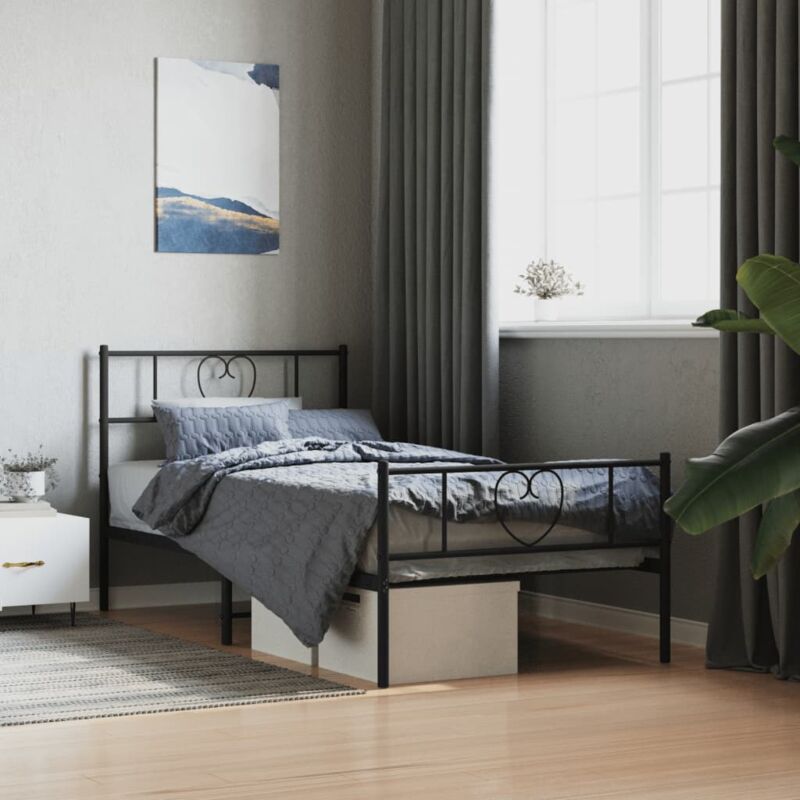 foto del prodotto vidaxl giroletto con testiera e pediera metallo nero 90x190 cm