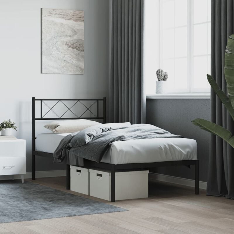 foto del prodotto vidaxl giroletto con testiera in metallo nero 75x190 cm