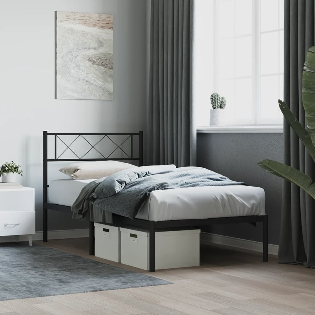 foto del prodotto vidaxl giroletto con testiera in metallo nero 90x190 cm