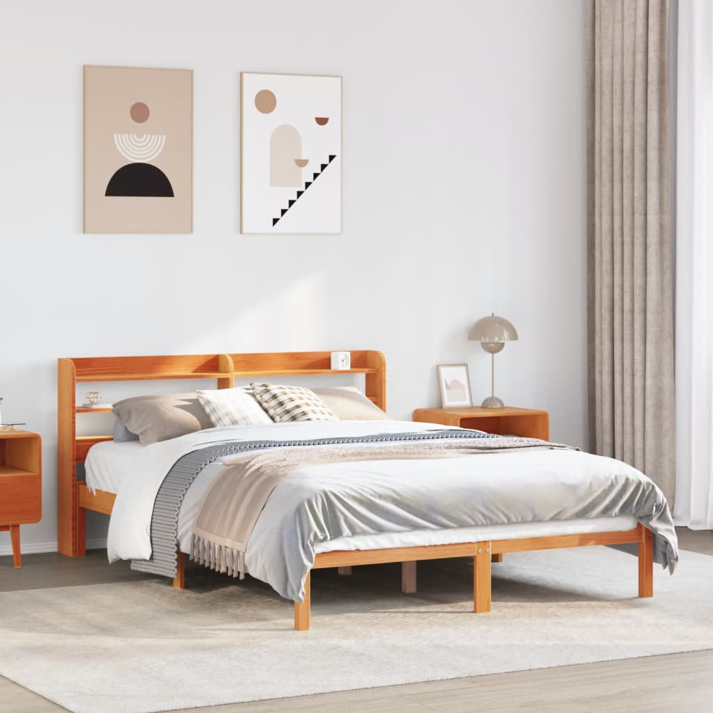 foto del prodotto vidaxl giroletto con testiera marrone cera 160x200 cm massello pino