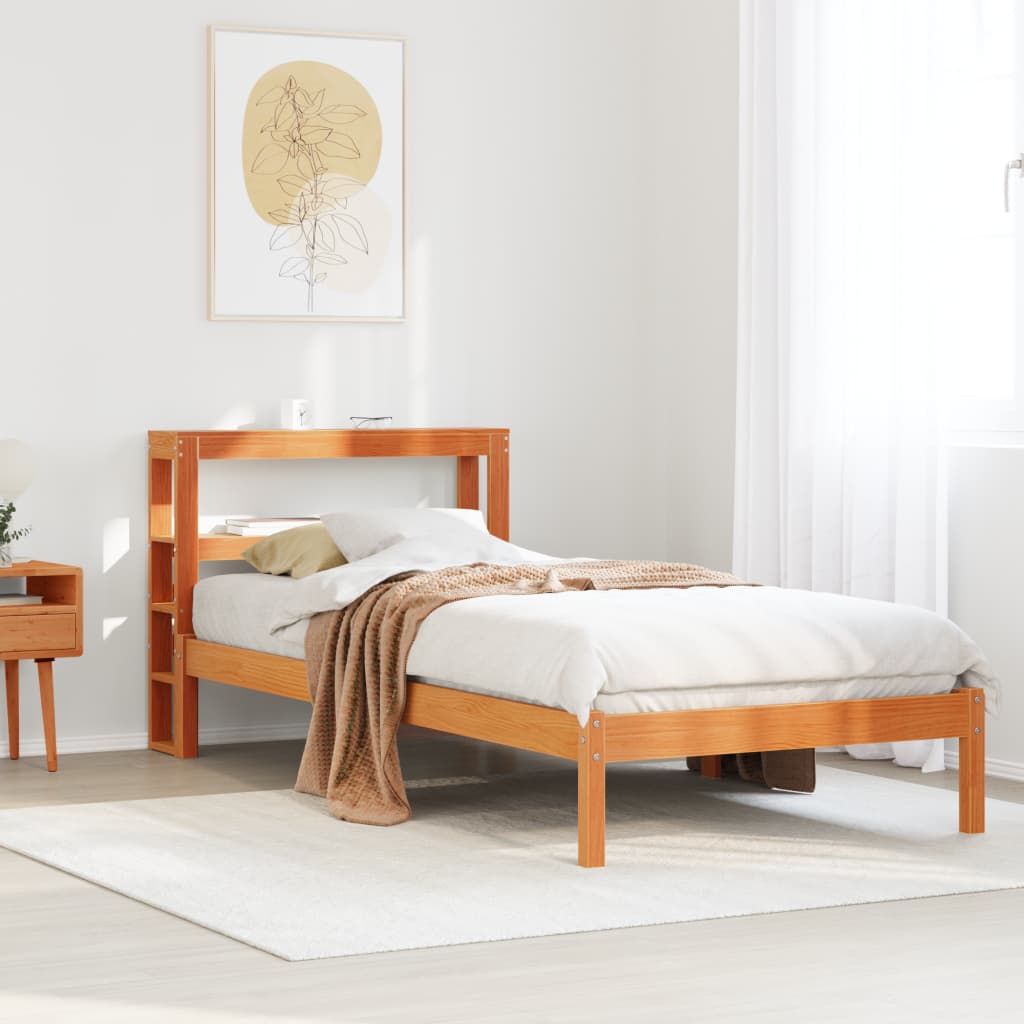 foto del prodotto vidaxl giroletto con testiera marrone cera 90x200 cm massello pino