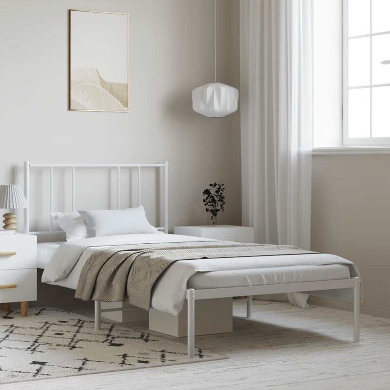 foto del prodotto vidaxl giroletto con testiera metallo bianco 100x200 cm