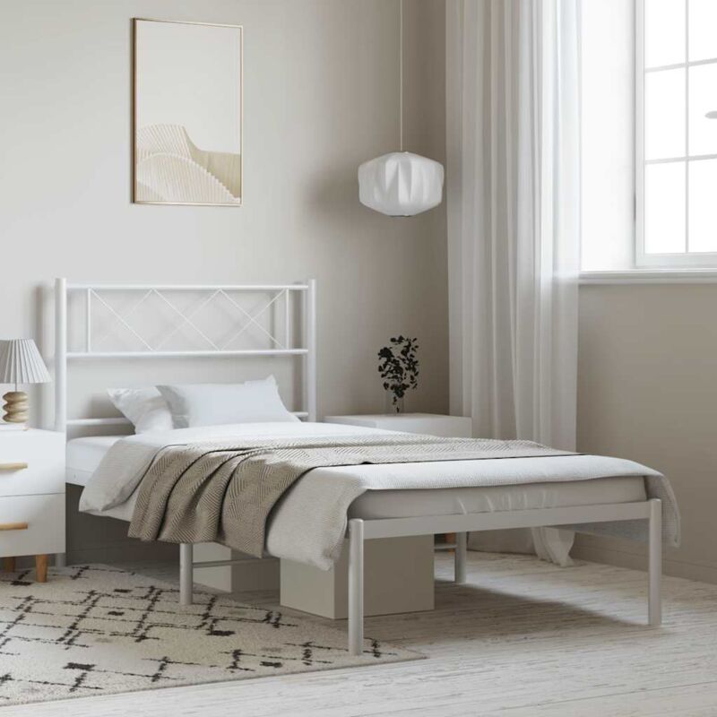 foto del prodotto vidaxl giroletto con testiera metallo bianco 100x200 cm