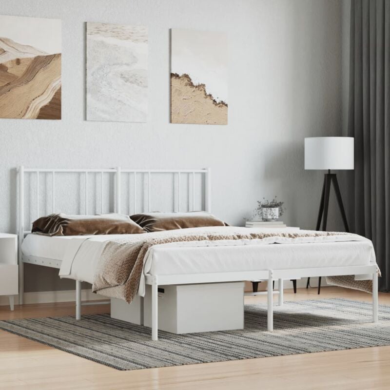 foto del prodotto vidaxl giroletto con testiera metallo bianco 120x190 cm