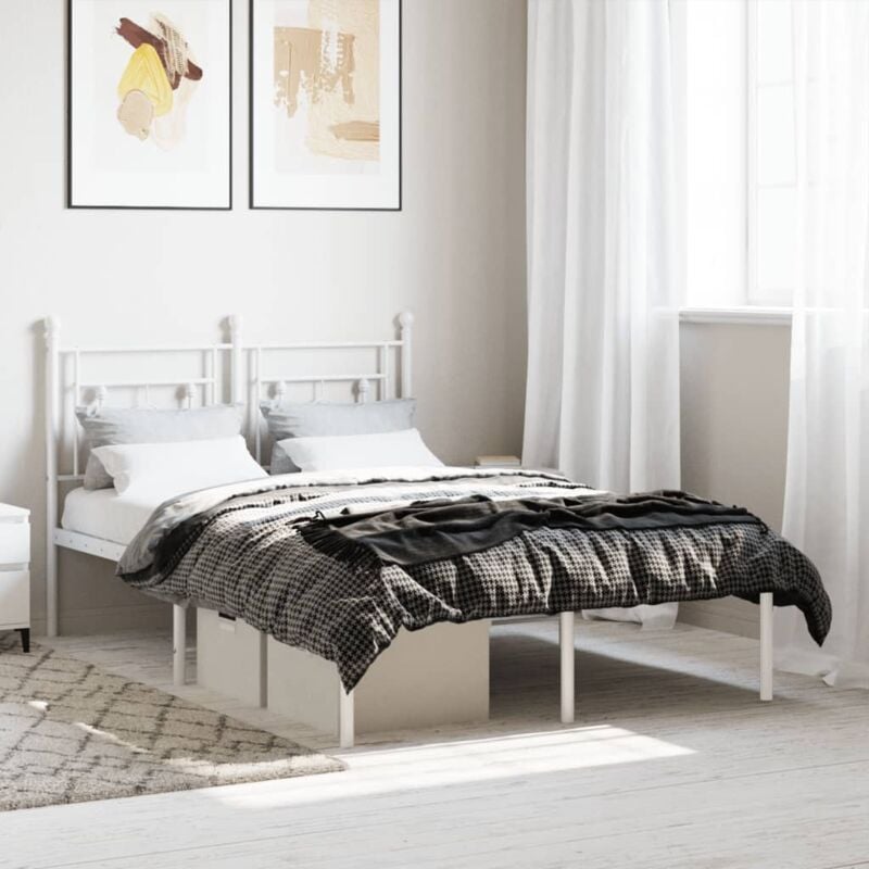 foto del prodotto vidaxl giroletto con testiera metallo bianco 120x190 cm