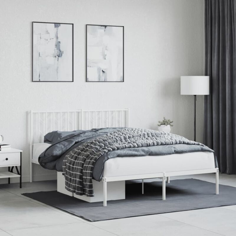 foto del prodotto vidaxl giroletto con testiera metallo bianco 140x190 cm