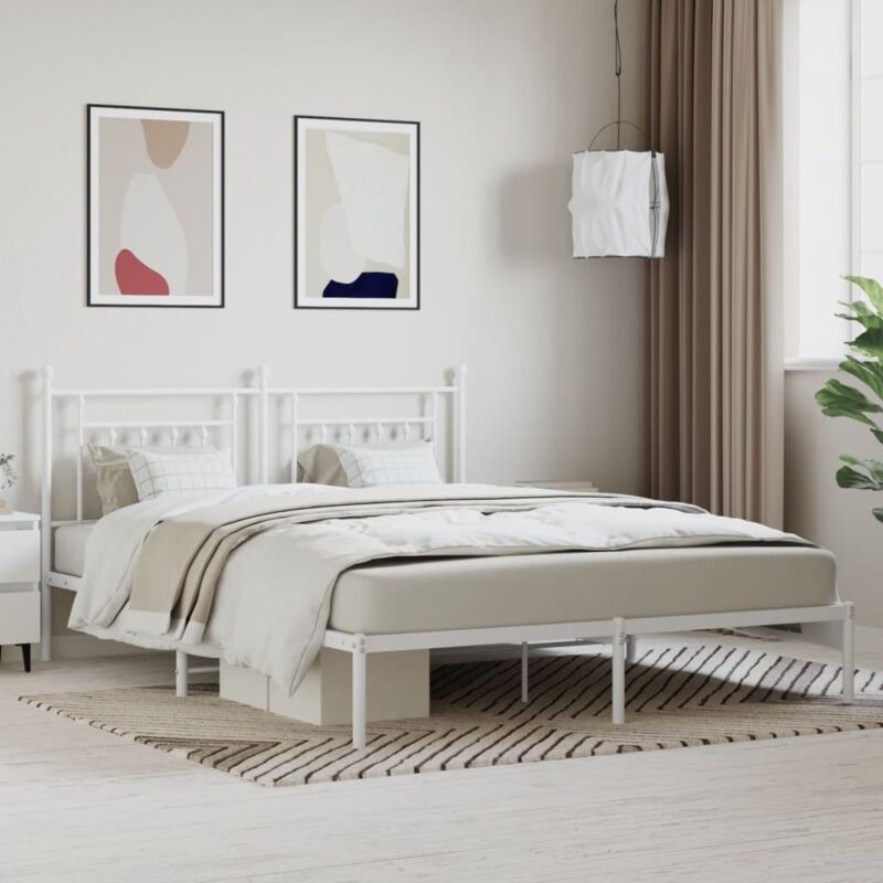 foto del prodotto vidaxl giroletto con testiera metallo bianco 160x200 cm