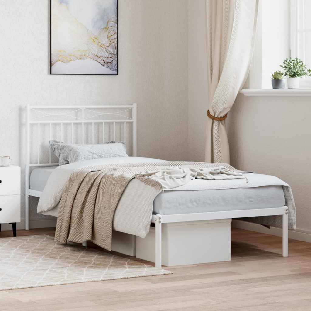 foto del prodotto vidaxl giroletto con testiera metallo bianco 90x200 cm