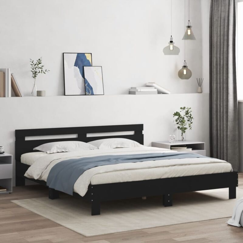 foto del prodotto vidaxl giroletto con testiera nero 200x200 cm in legno multistrato