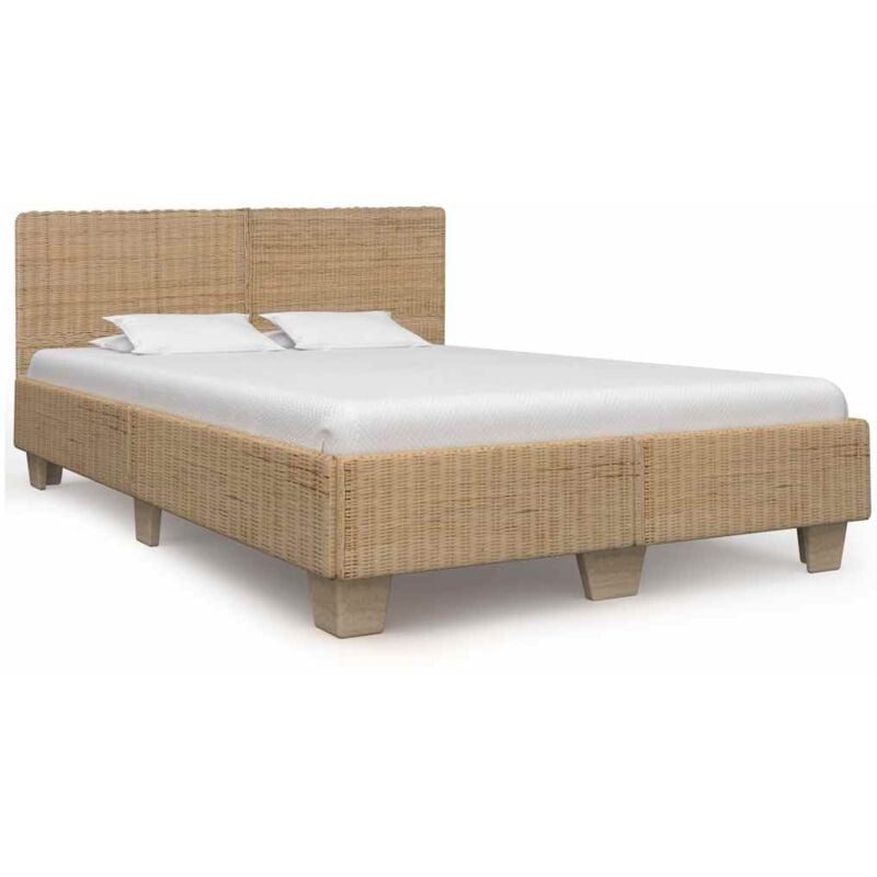 foto del prodotto vidaxl giroletto con testiera senza materasso 160x200 cm vero rattan