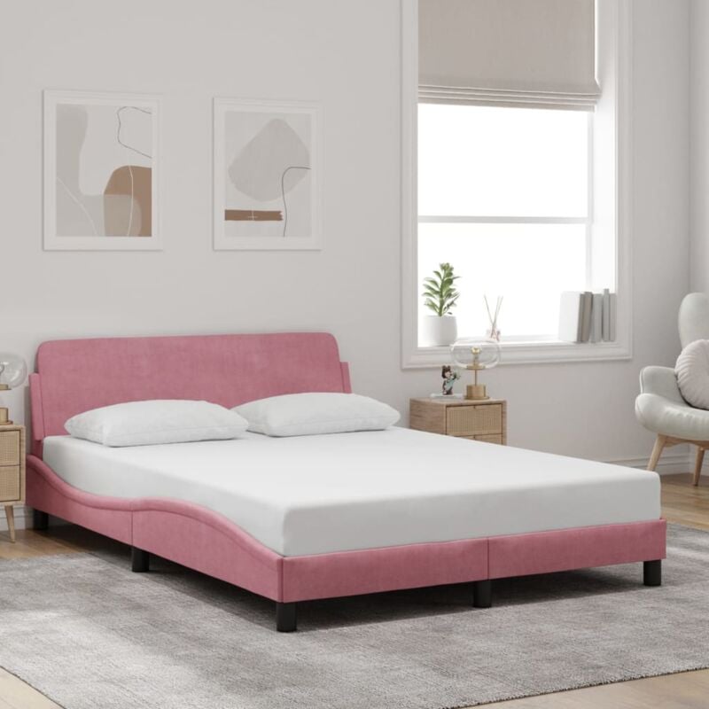 foto del prodotto vidaxl giroletto con testiera senza materasso rosa 140x200 cm velluto