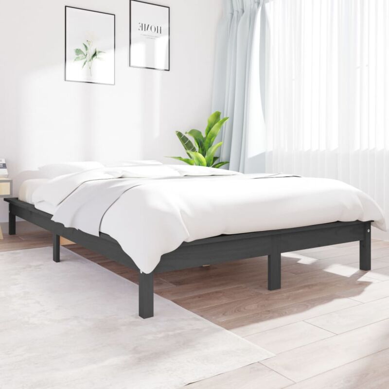 foto del prodotto vidaxl giroletto grigio 180x200 cm super king legno massello di pino