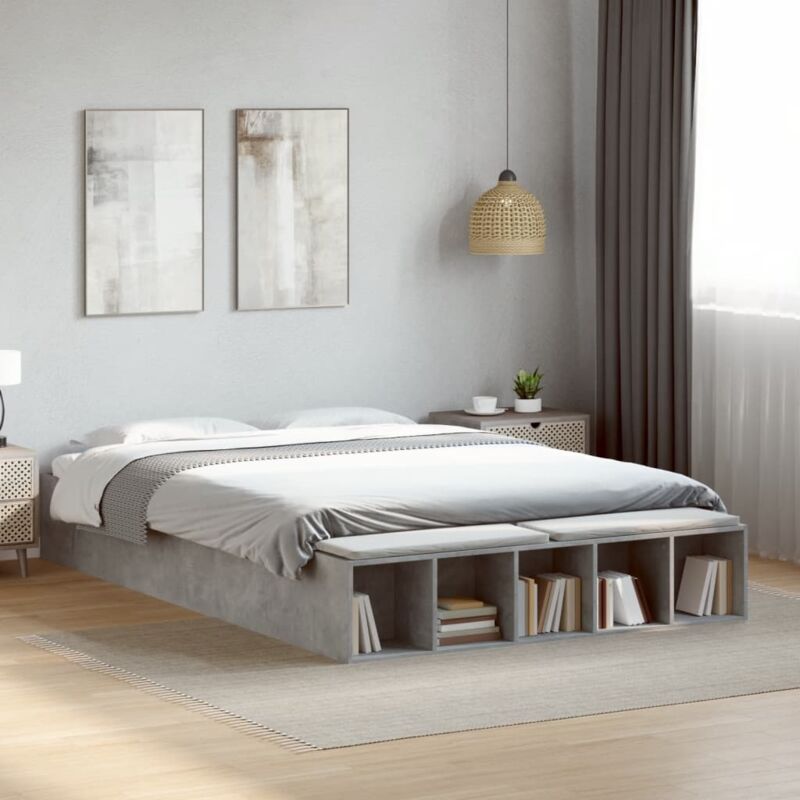 foto del prodotto vidaxl giroletto grigio cemento 160x200 cm in legno multistrato
