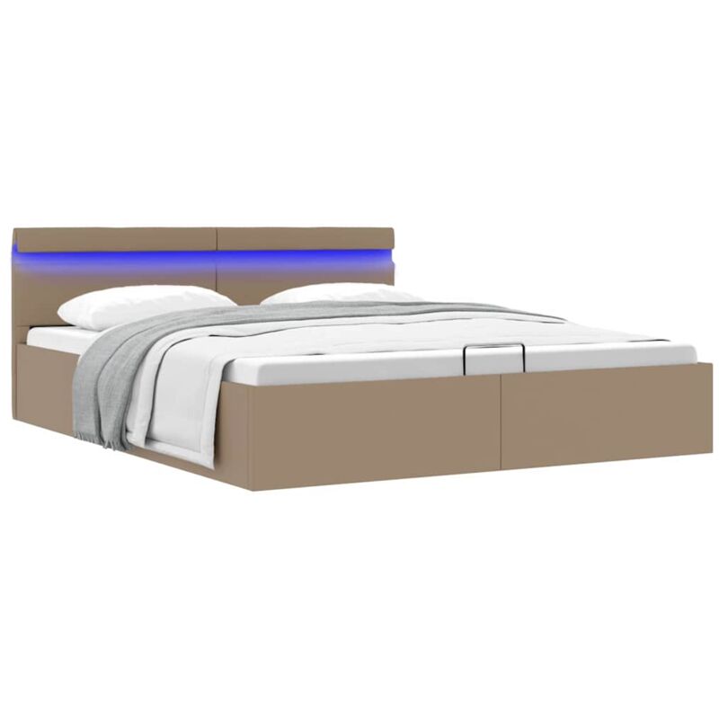 foto del prodotto vidaxl giroletto idraulico con led cappuccino similpelle 180x200cm