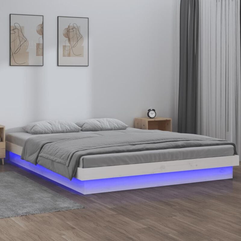 foto del prodotto vidaxl giroletto led bianco 135x190 cm double in legno massello