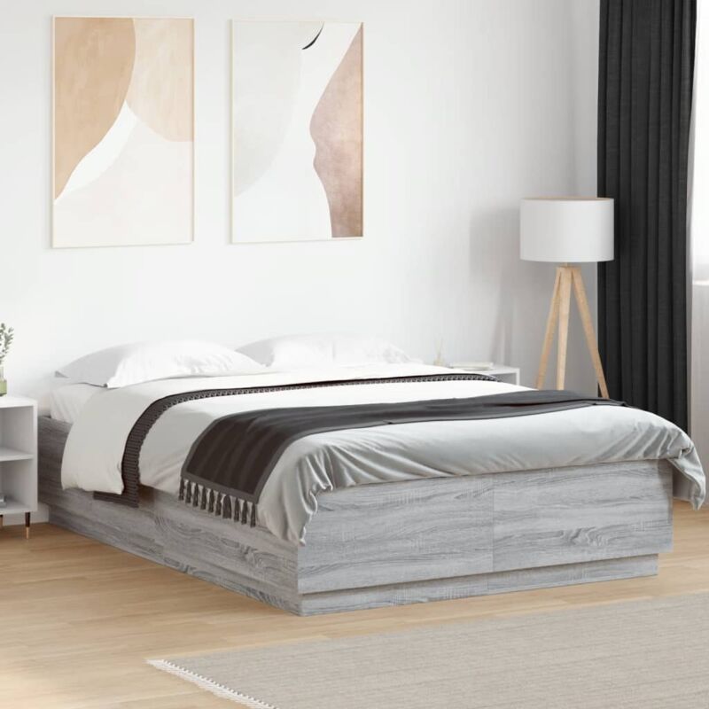 foto del prodotto vidaxl giroletto luci led grigio sonoma 160x200 cm legno multistrato 593710