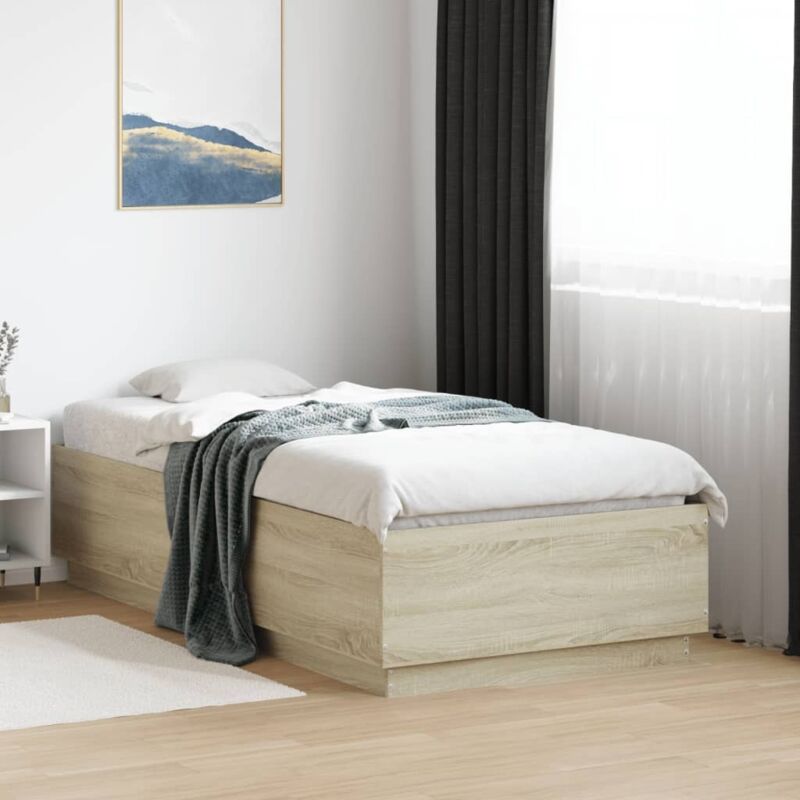 foto del prodotto vidaxl giroletto luci led rovere sonoma 90x190 cm in legno multistrato