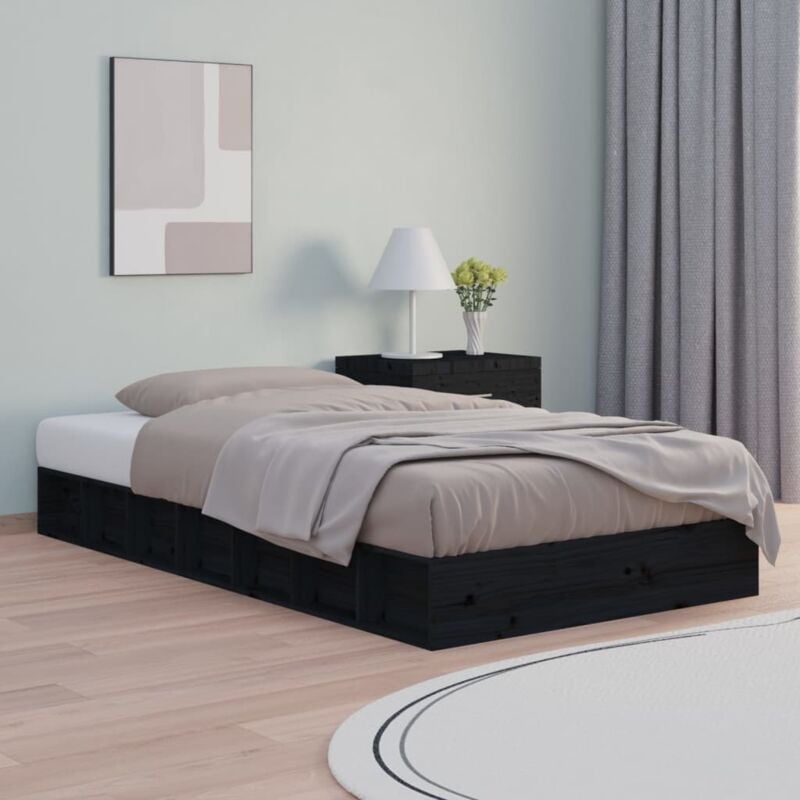 foto del prodotto vidaxl giroletto nero 75x190 cm small single in legno massello