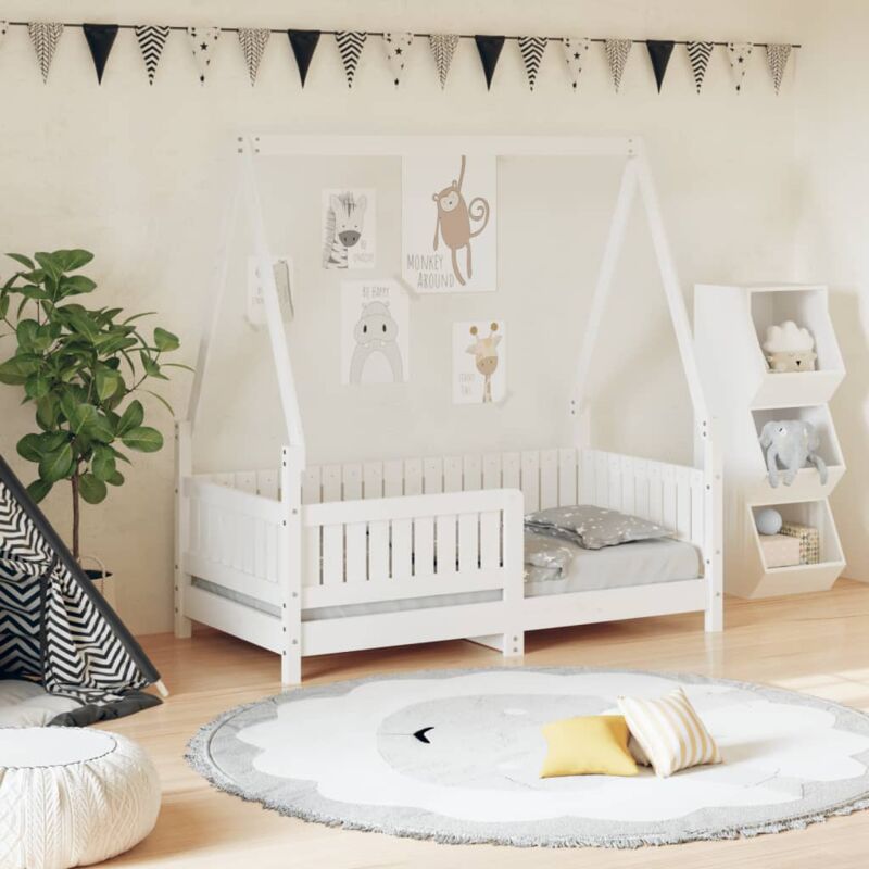 foto del prodotto vidaxl giroletto per bambini bianco 70x140cm in legno massello di pino
