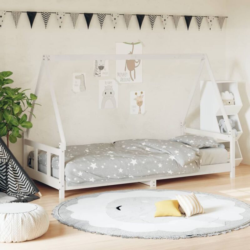 foto del prodotto vidaxl giroletto per bambini bianco 90x190cm in legno massello di pino