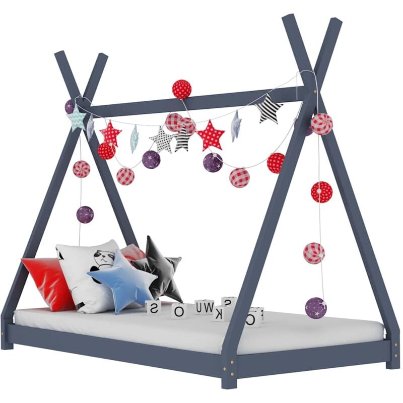 foto del prodotto vidaxl giroletto per bambini grigio in legno massello di pino 80x160cm