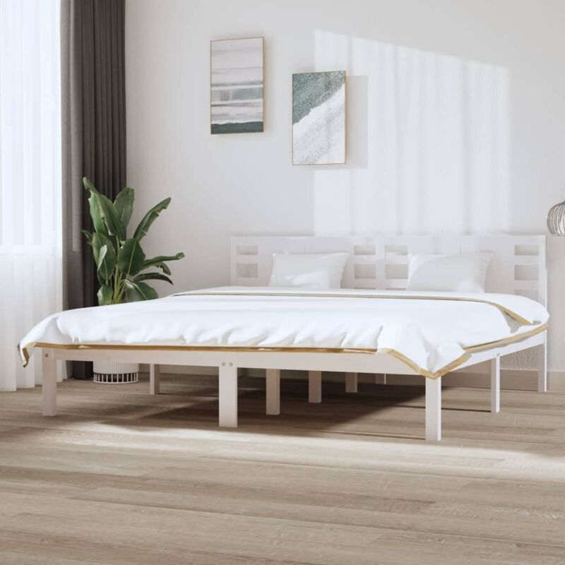foto del prodotto vidaxl giroletto senza materasso bianco 200x200 cm legno massello pino