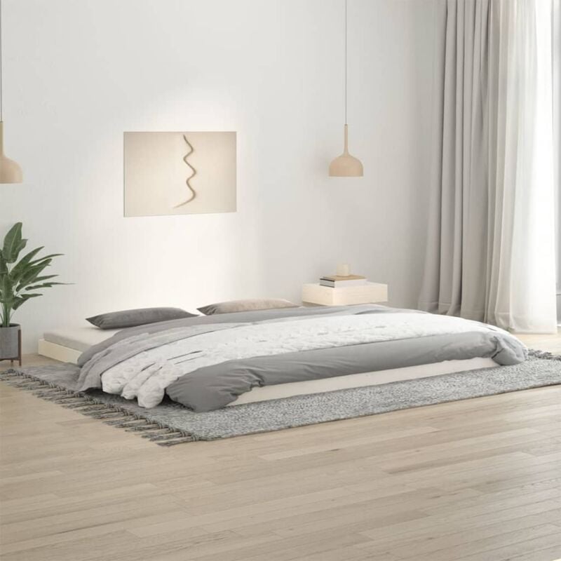 foto del prodotto vidaxl giroletto senza materasso bianco 200x200 cm legno massello pino