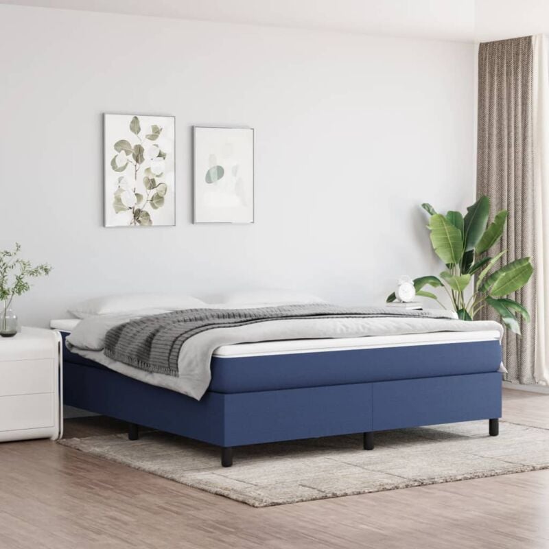 foto del prodotto vidaxl giroletto senza materasso blu 160x200 cm in tessuto