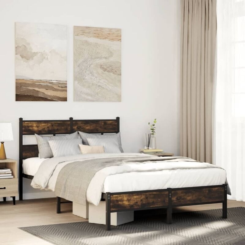 foto del prodotto vidaxl giroletto senza materasso con testiera rovere sonoma 120x190 cm