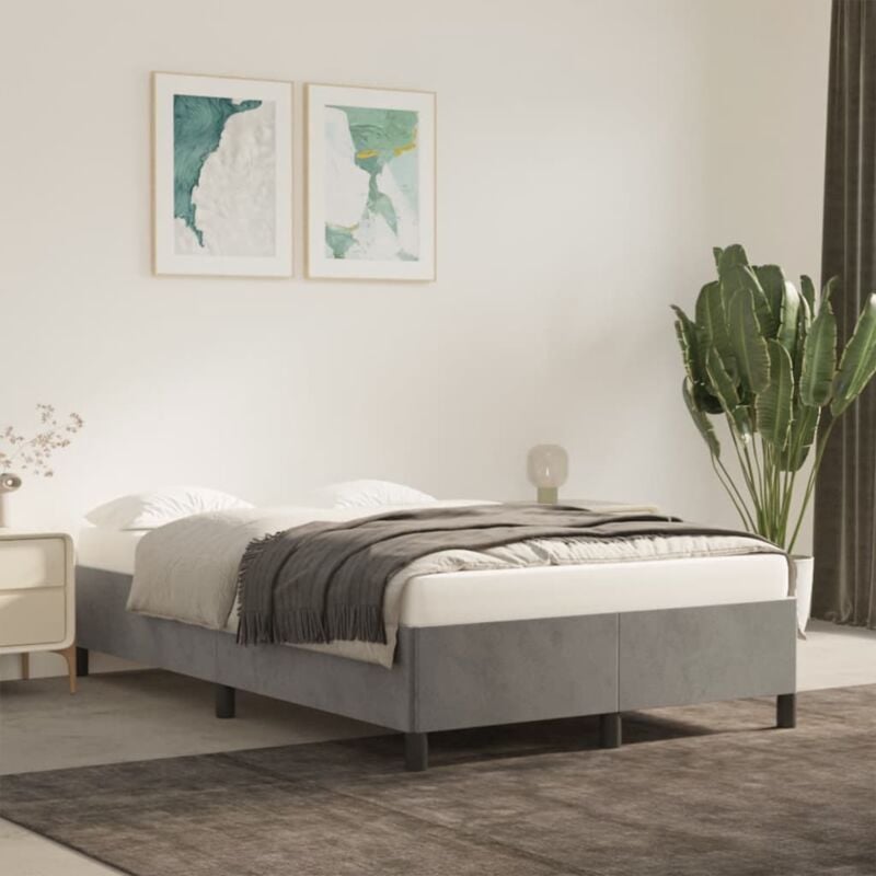 foto del prodotto vidaxl giroletto senza materasso grigio chiaro 120x190 cm velluto