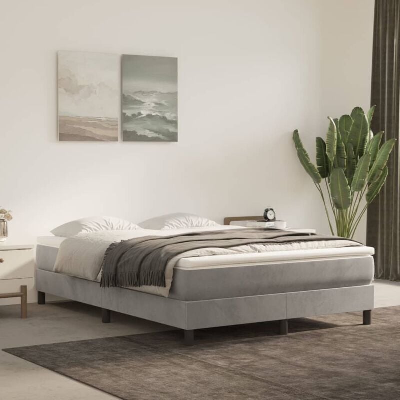 foto del prodotto vidaxl - giroletto senza materasso grigio chiaro 140x190 cm velluto