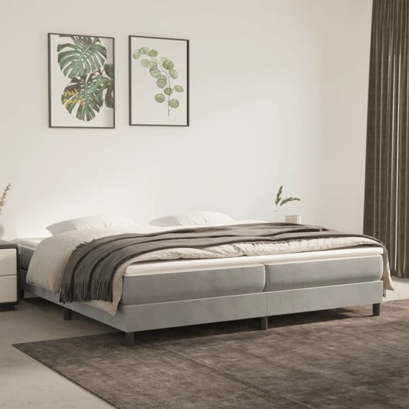 foto del prodotto vidaxl giroletto senza materasso grigio chiaro 200x200 cm velluto