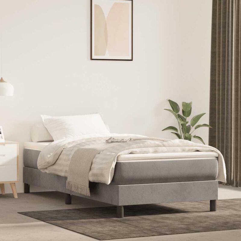 foto del prodotto vidaxl giroletto senza materasso grigio chiaro 90x200 cm velluto