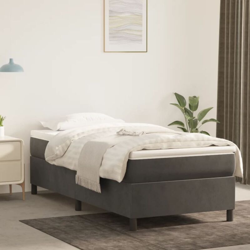 foto del prodotto vidaxl giroletto senza materasso grigio scuro 100x200 cm velluto